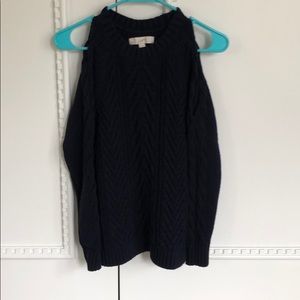 Loft Navy Blue Cold Shoulder Sweater